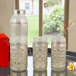 Elegant German Silver Glass Bottle Set in a premium velvet box