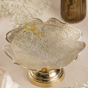 9.5 Inch Brass Decorative Fruit Bowl in a premium velvet box