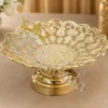 INW-9415_1 Handcrafted 9 Inch Brass Tabletop Fruit Bowl in a premium velvet box