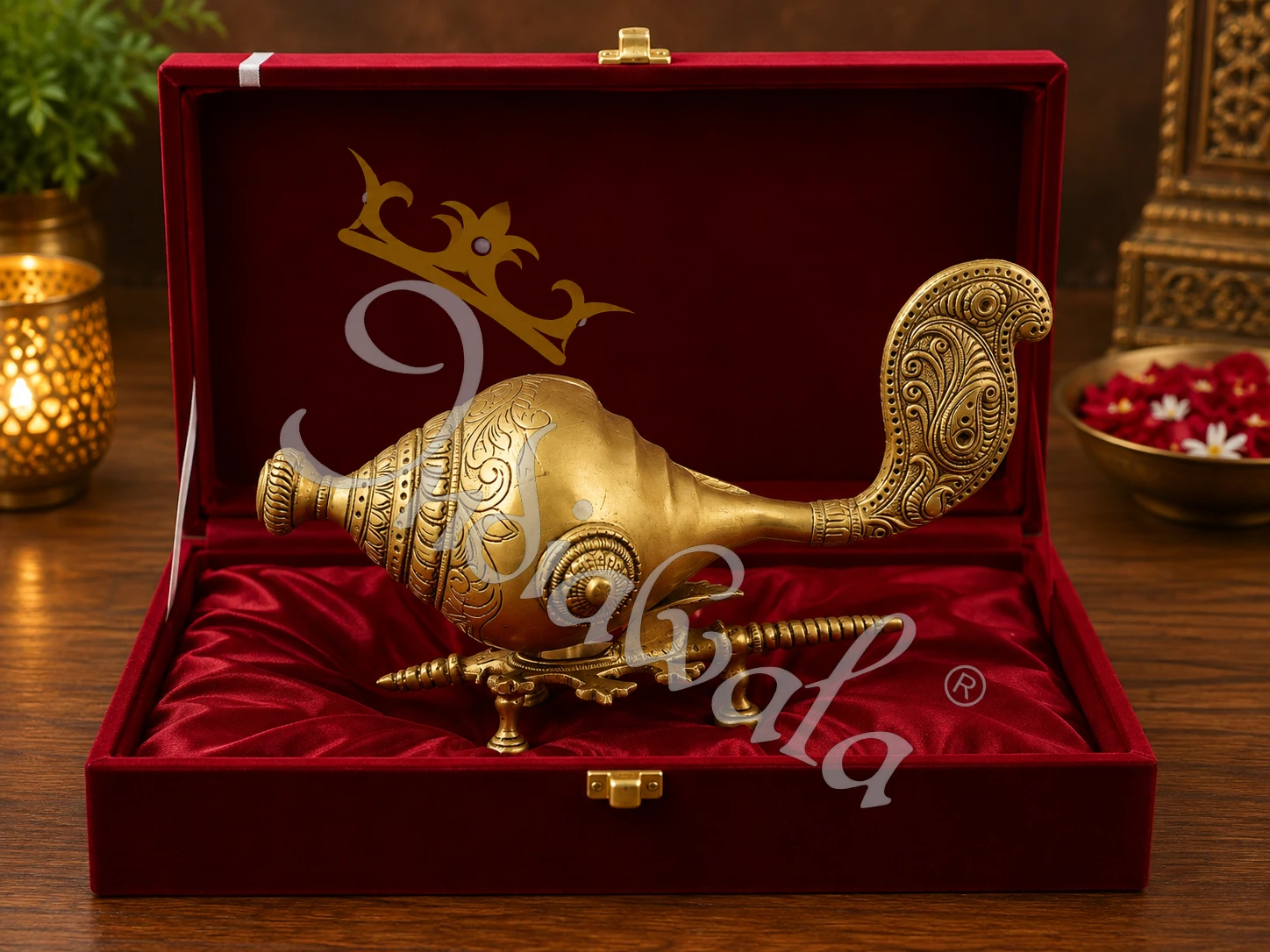 INW-9419 Antique Brass Krishna Shankh in premium finish