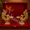 6.75 Inch Brass Peacock Diya Set with antique finish
