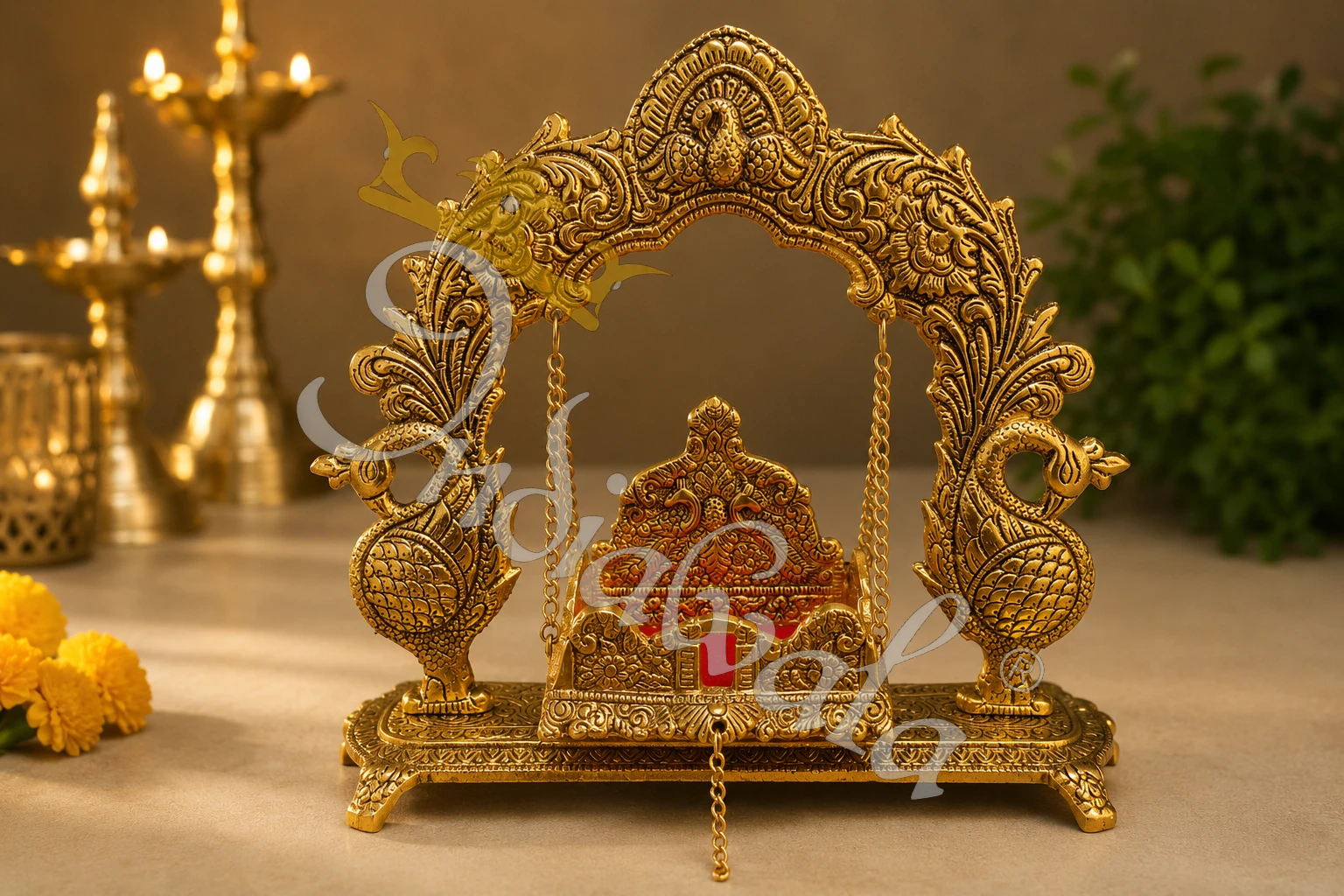 10.5 Inch Silver Gold Plated Krishna Swing