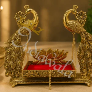 17.5 Inch Silver Gold Plated Krishna Swing for Janmashtami pooja