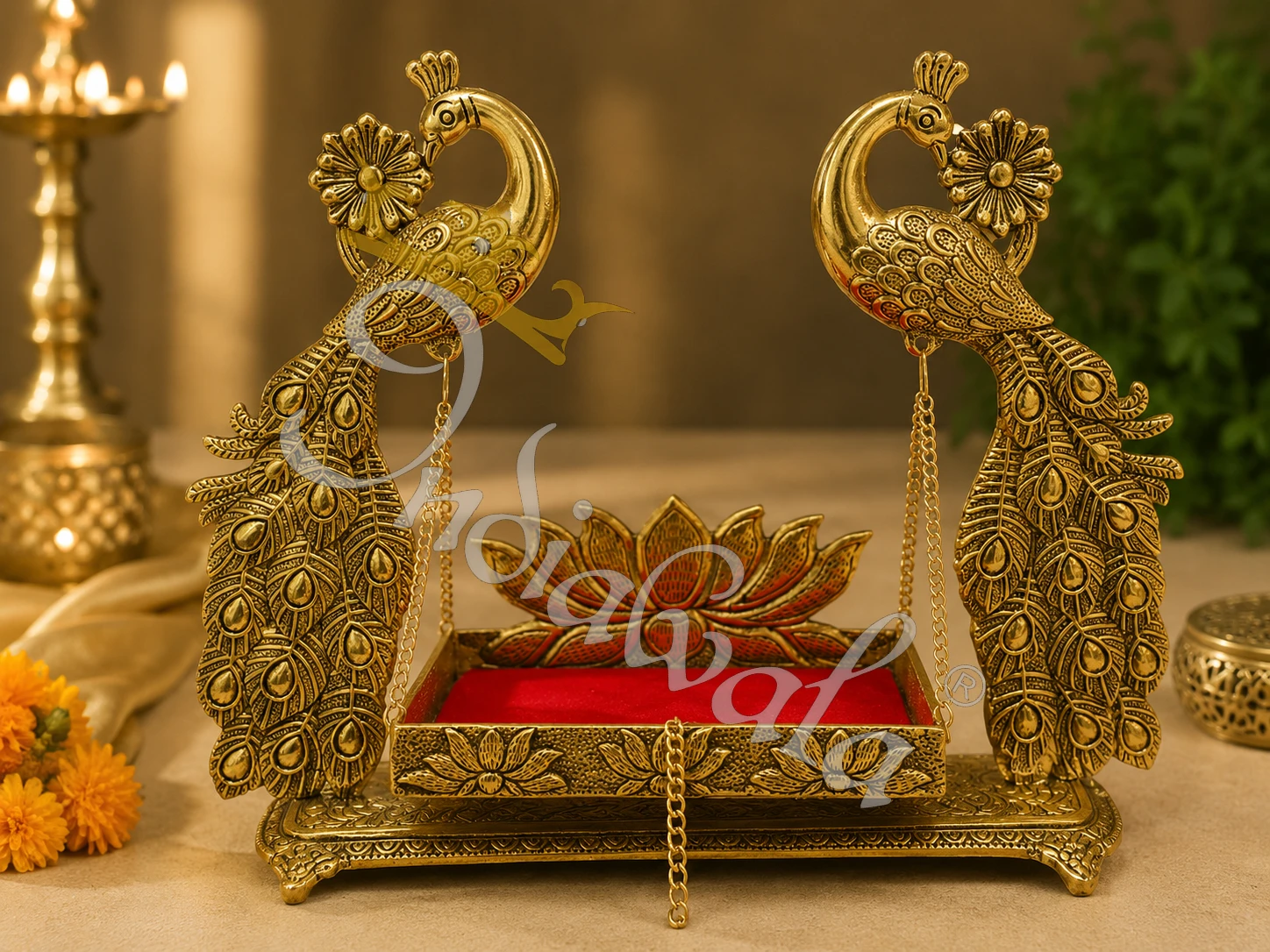 INW-9433 17.5 Inch Silver Gold Plated Krishna Swing for Janmashtami pooja