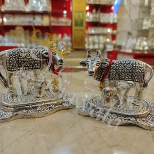 Silver Plated Kamdhenu Cow Gifting Statue