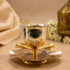 Elegant Silver Plated Velvet Box Diya for festive gifting