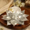 6 Inch Silver Plated Steel Rose Quartz Diya in a premium velvet box
