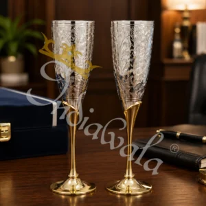 Elegant 8.5 Inch German Silver Wine Glass in a premium velvet box