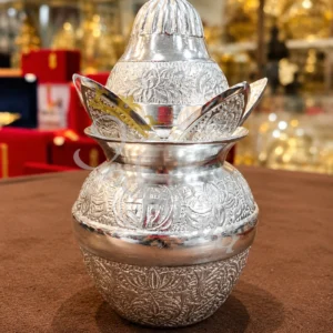 German Silver Mangal Kalash 5.5 Inch in a premium velvet box