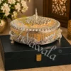 Elegant German Silver Dry Fruit Box 9 Inch in a premium leather box