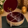 INW-9445_1 Elegant German Silver Dry Fruit Box 9 Inch in a premium leather box