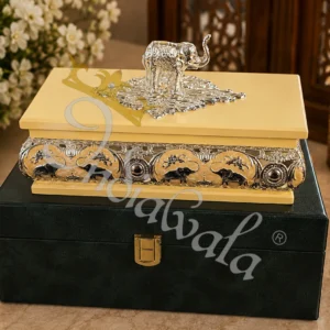 Elegant German Silver Gifting Dry Fruit Box with intricate engravings