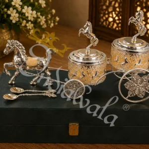Exquisite 16 Inch German Silver Horse Cart Dry Fruit Bowl for premium gifting