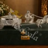 An elegant 18 Inch German Silver Horse Cart Tray filled with dry fruits, presented in a premium leather box.
