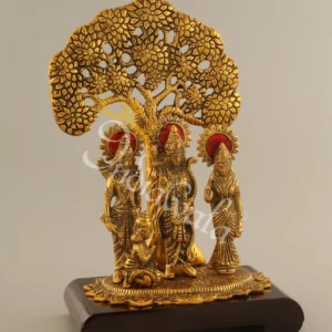 14.5 Inch Gold Plated Ram Darbar Tree Idol on a wooden base