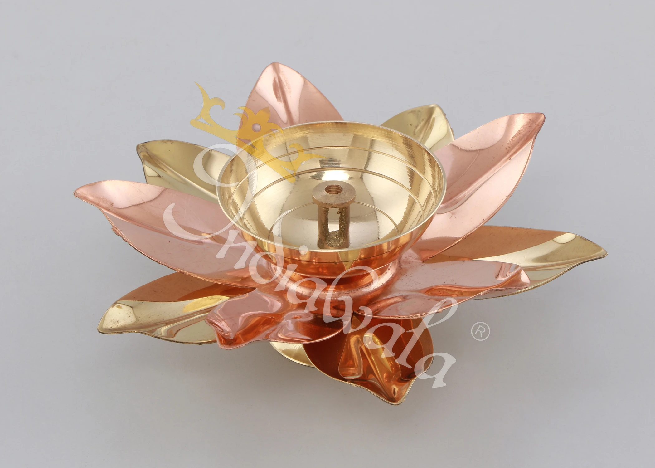 INW-210 A beautifully handcrafted 3 Inch Brass Copper Lotus Diya with a dual-tone finish.