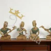 Handcrafted stone work brass showpiece with antique finish