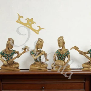 Handcrafted stone work brass showpiece with antique finish