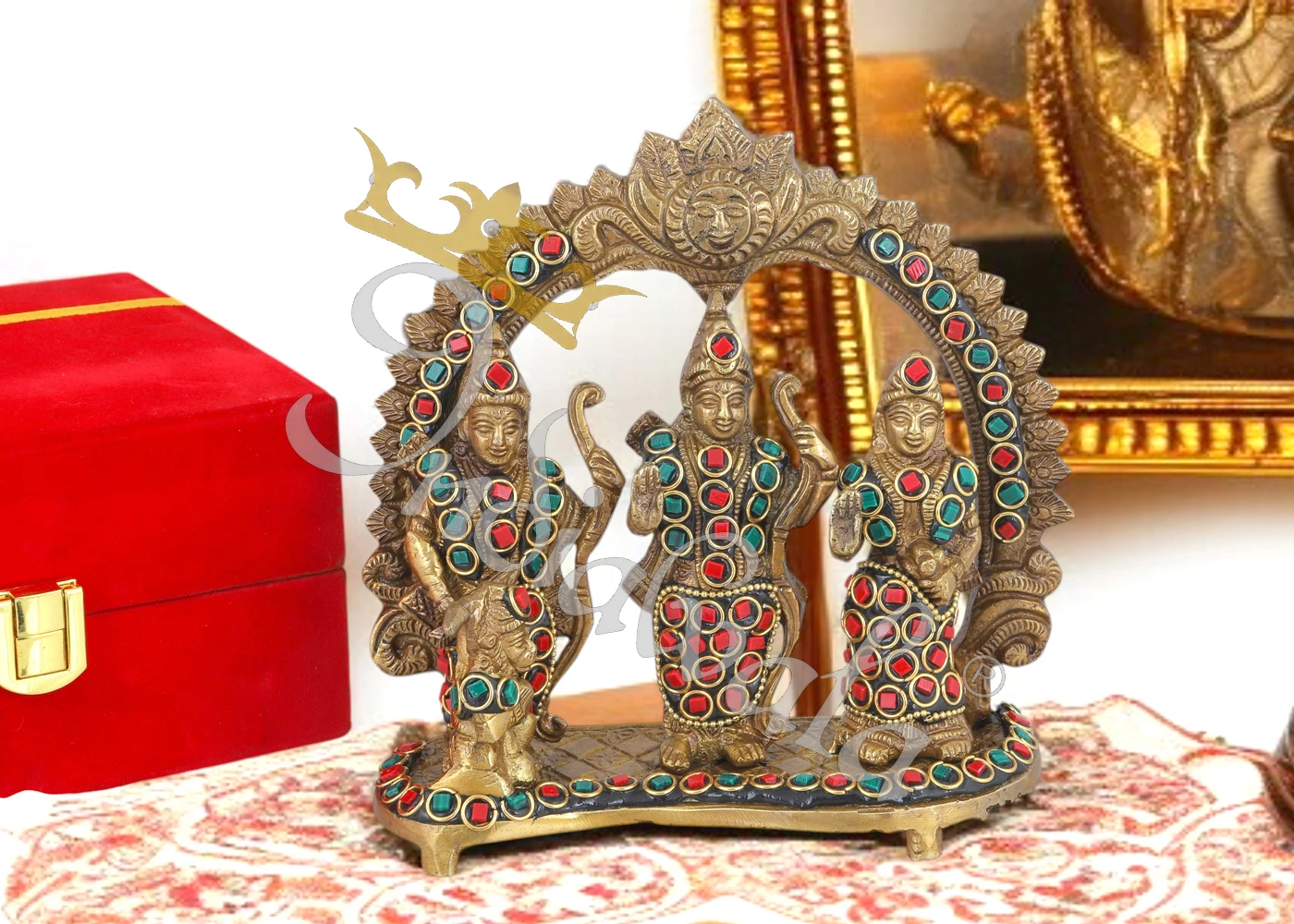 Stone Work Brass Ram Darbar Statue with antique finish