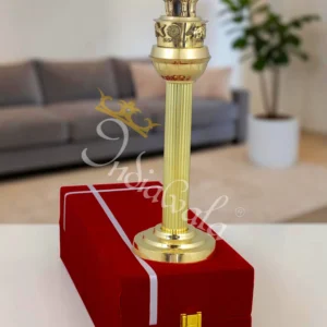 11 Inch Brass Ashoka Pillar Emblem in a premium velvet box