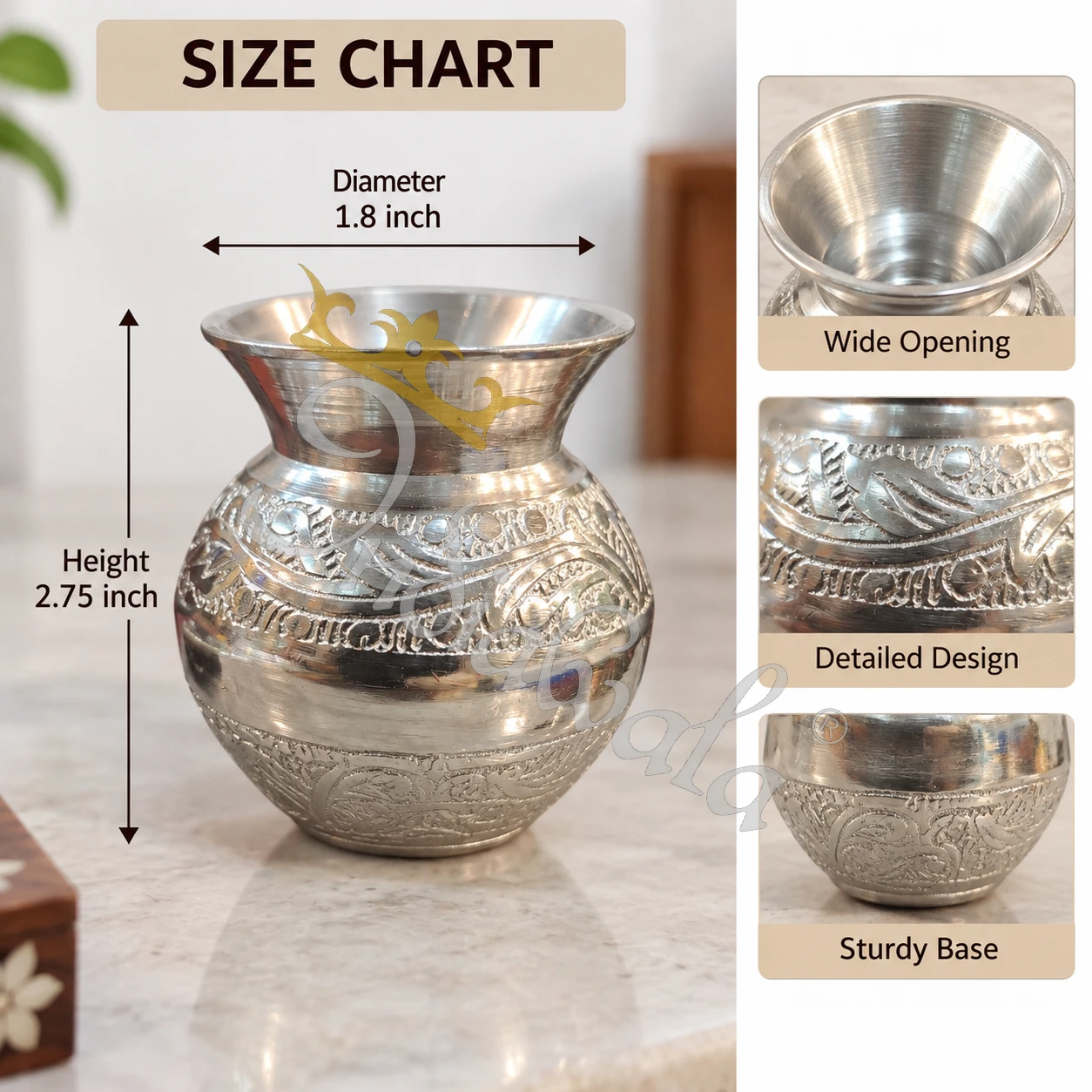 INW-9450_2 German Silver Lota Set in a premium red velvet box