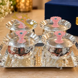German Silver Steel Bowl Set with Velvet Box for premium gifting