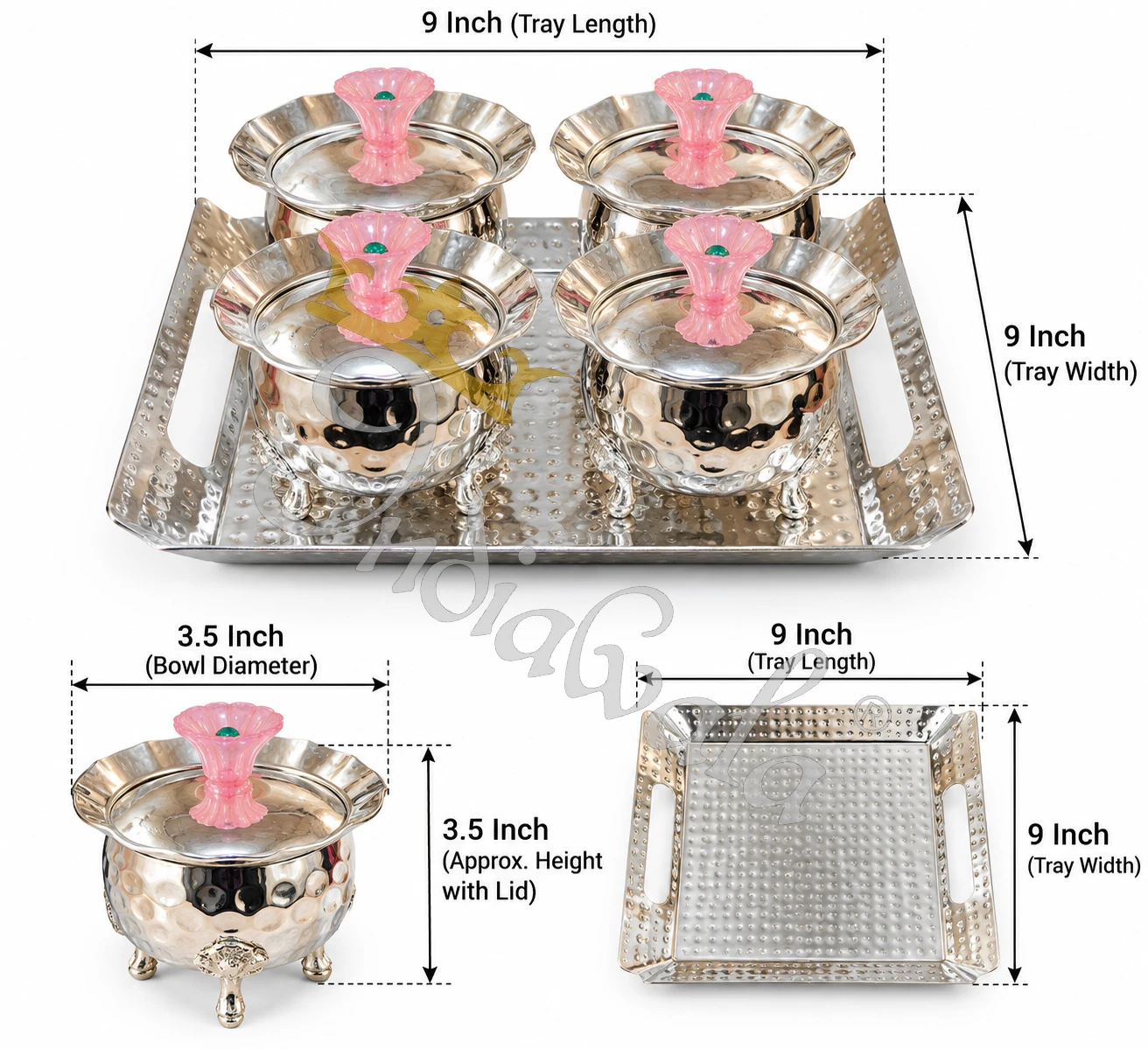INW-9453_2 German Silver Steel Bowl Set with Velvet Box for premium gifting