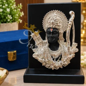 6 Inch German Silver Ram Ji Face Idol in a premium velvet box