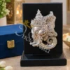 INW-9459 6 Inch German Silver Ganesh Face Idol in a premium velvet box