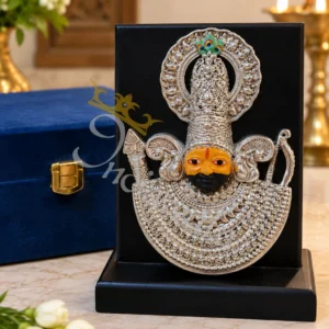 6 Inch German Silver Khatu Shyam Face in a premium velvet box