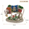 INW-9467_1-1 An elegant 8 Inch German Silver Stone Work Kamdhenu statue, crafted from silver-plated aluminium with intricate stone detailing.