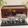 INW-9468 A beautiful 11.5 Inch German Silver Elephant Pair Gift Set, elegantly presented in a velvet box.