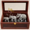 INW-9468_1 A beautiful 11.5 Inch German Silver Elephant Pair Gift Set, elegantly presented in a velvet box.