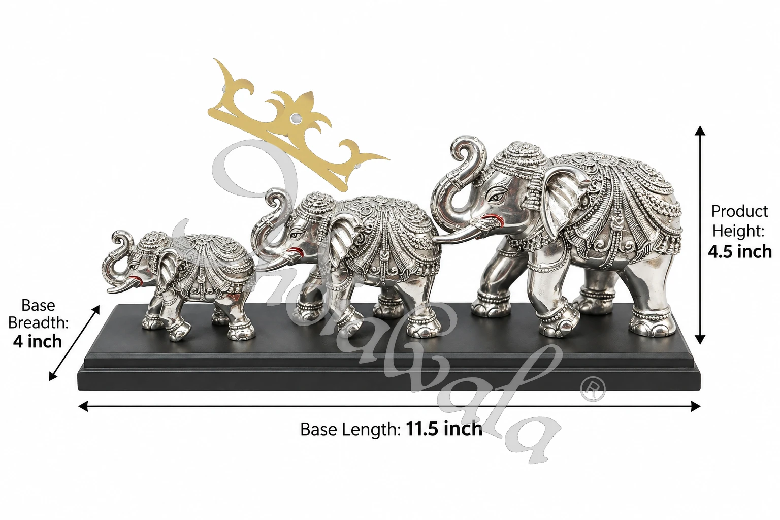 INW-9468_2 A beautiful 11.5 Inch German Silver Elephant Pair Gift Set, elegantly presented in a velvet box.