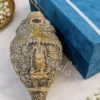 A beautifully crafted 9 Inch German Silver Vishnu Shankh, perfect for pooja and spiritual decor.