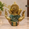 A beautifully handcrafted 5.5 Inch Brass Stone Work Ganesha Gifting Statue, featuring intricate detailing and a premium finish.