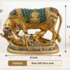 INW-9476_2 A beautiful 5x6 Inch Handcrafted Brass Stone Work Kamdhenu statue in a velvet box.