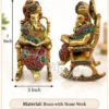 A beautifully crafted 7 inch Brass Stone Work Ganesha Chair Gifting Statue, showcasing intricate details.