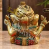 INW-9478_1 7.5 Inch Brass Pagdi Ganesha Stone Work Statue in a premium velvet box