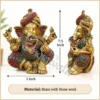 INW-9478_2 7.5 Inch Brass Pagdi Ganesha Stone Work Statue in a premium velvet box