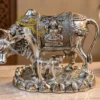 Elegant Silver Finish Brass Kamdhenu Cow Statue for spiritual home decor