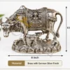 INW-9484_2 Elegant Silver Finish Brass Kamdhenu Cow Statue for spiritual home decor