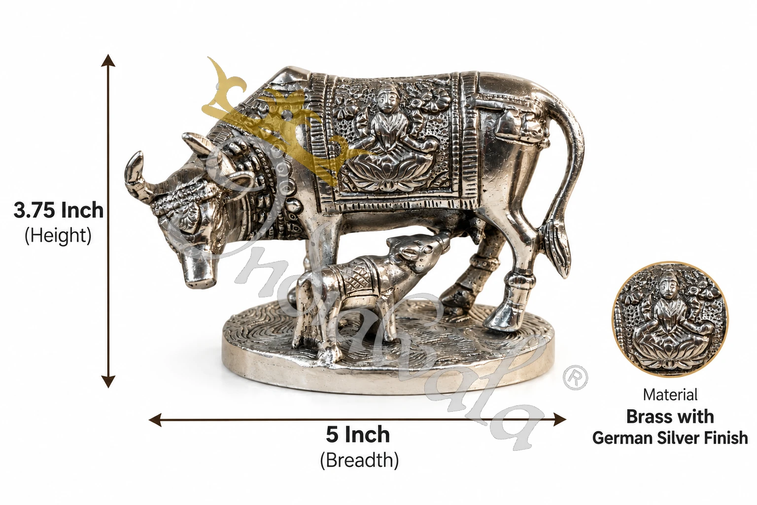INW-9485_1 Handcrafted 5 Inch Silver Finish Brass Nandi statue for spiritual home decor