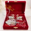 INW-9489_1 German Silver Swan Morpankh Kumkum Holder in a premium velvet box