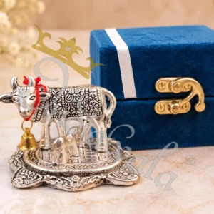 German Silver Kamdhenu Velvet Box for corporate gifting
