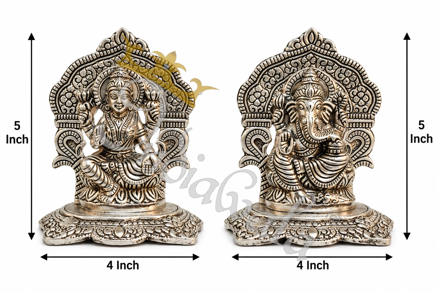 German Silver Laxmi Ganesh Gifting Idol in a premium velvet box