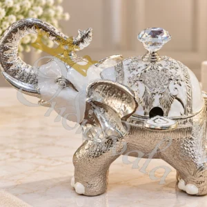 German Silver Elephant Shape Bowl filled with dry fruits