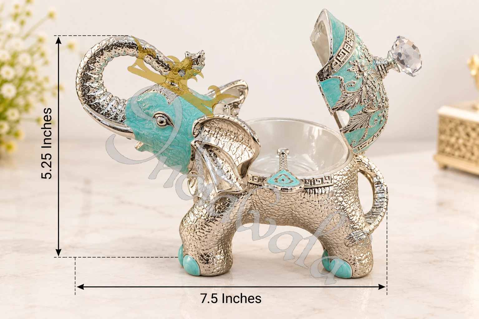 7.5 Inch German Silver Elephant Bowl for dry fruits serving