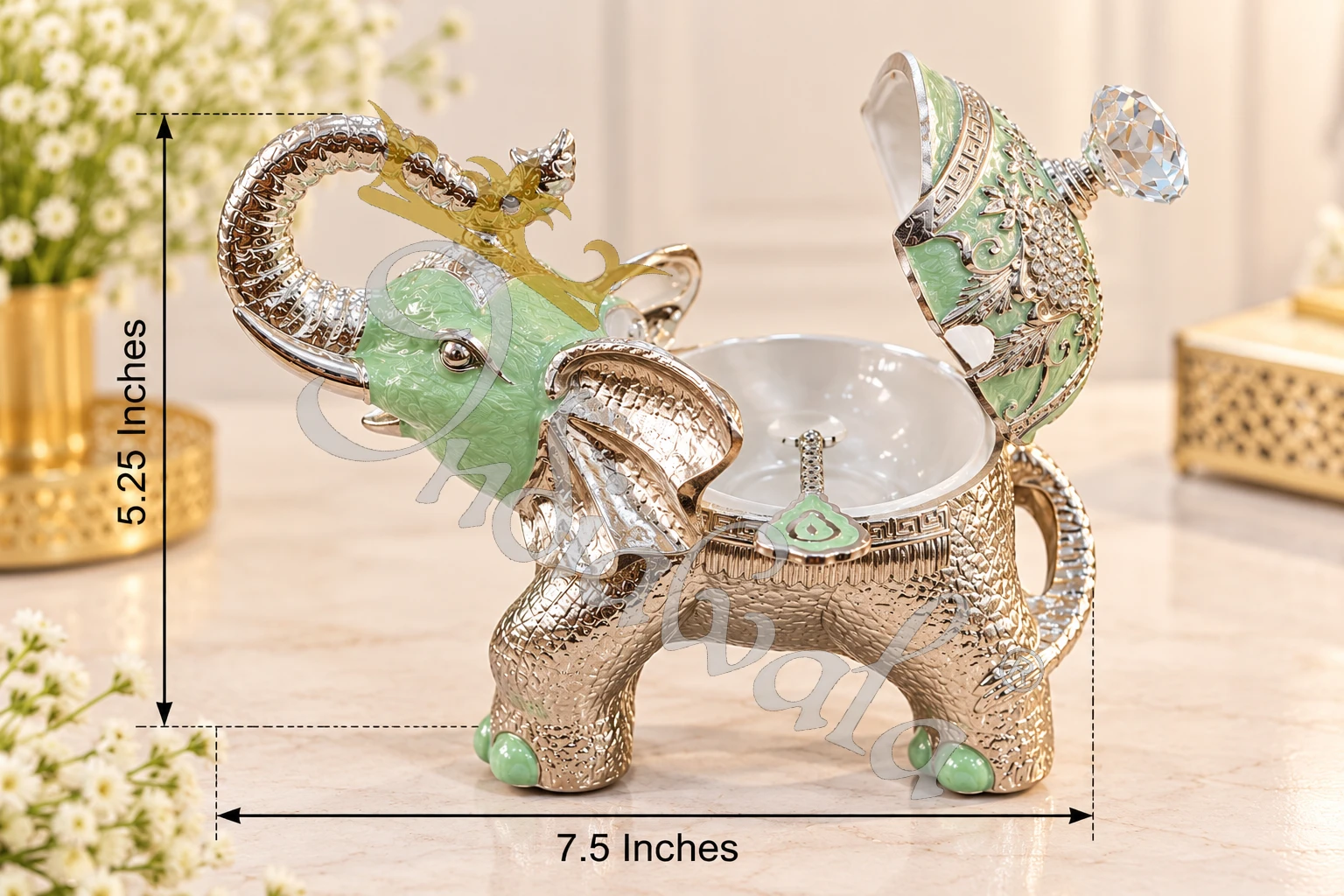 INW-9497_2 German Silver Elephant Shaped Serving Bowl