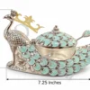 INW-9499_1 7.25 Inch German Silver Peacock Bowl with intricate handcrafted details